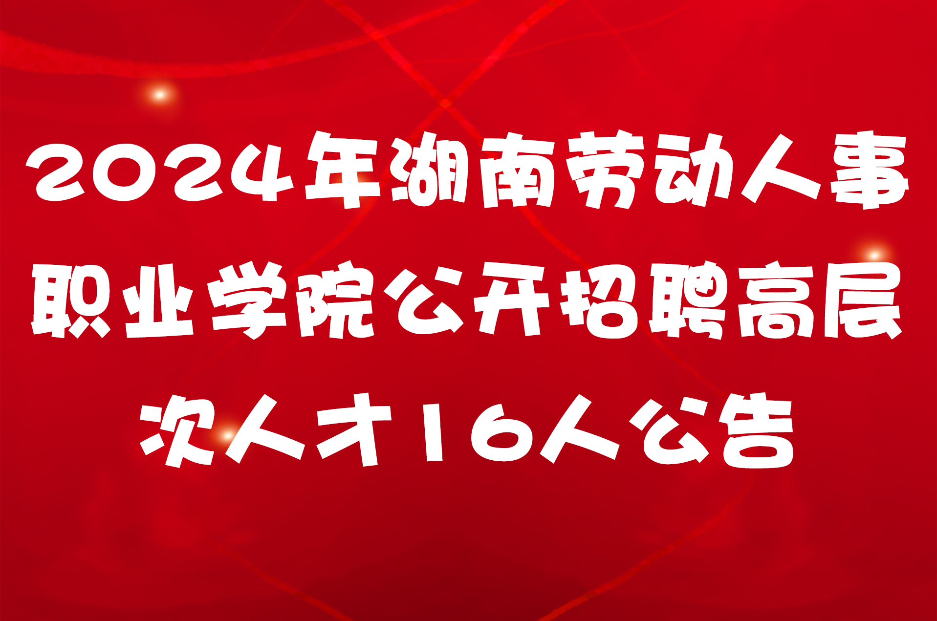 2024年湖南劳动人事职业学院公开招聘高层次人才16人公告