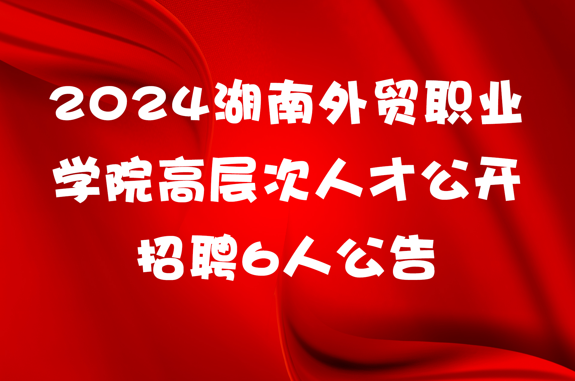 2024湖南外贸职业学院高层次人才公开招聘6人公告