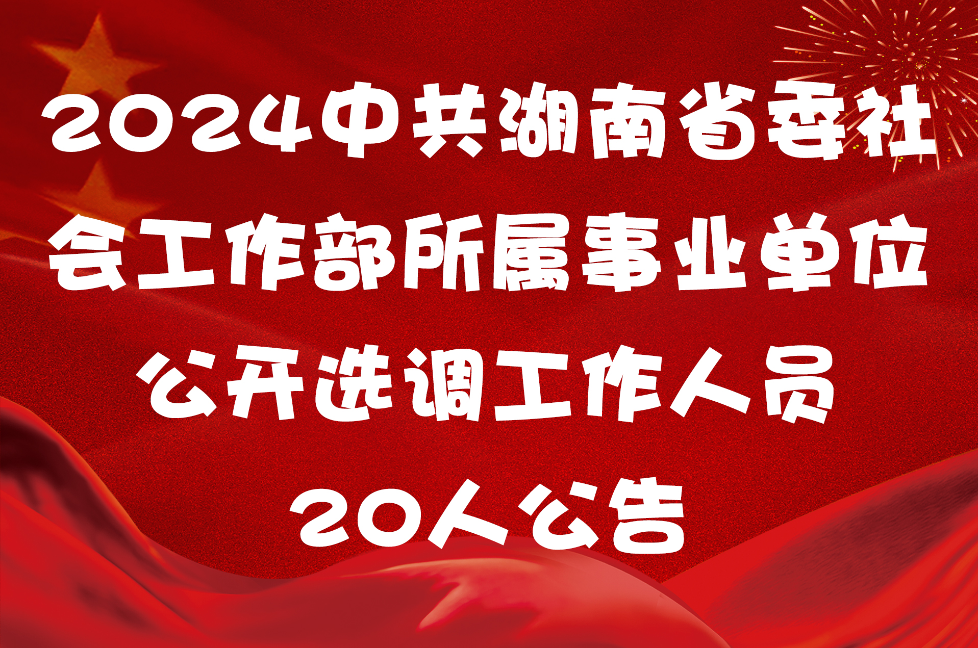 2024中共湖南省委社会工作部所属事业单位公开选调工作人员20人公告