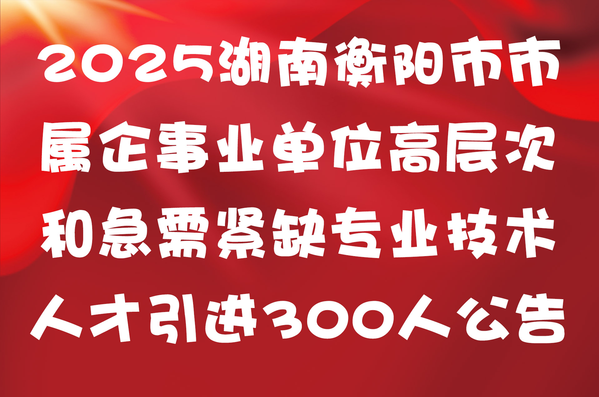 2025湖南衡阳市市属企事业单位高层次和急需紧缺专业技术人才引进300人公告