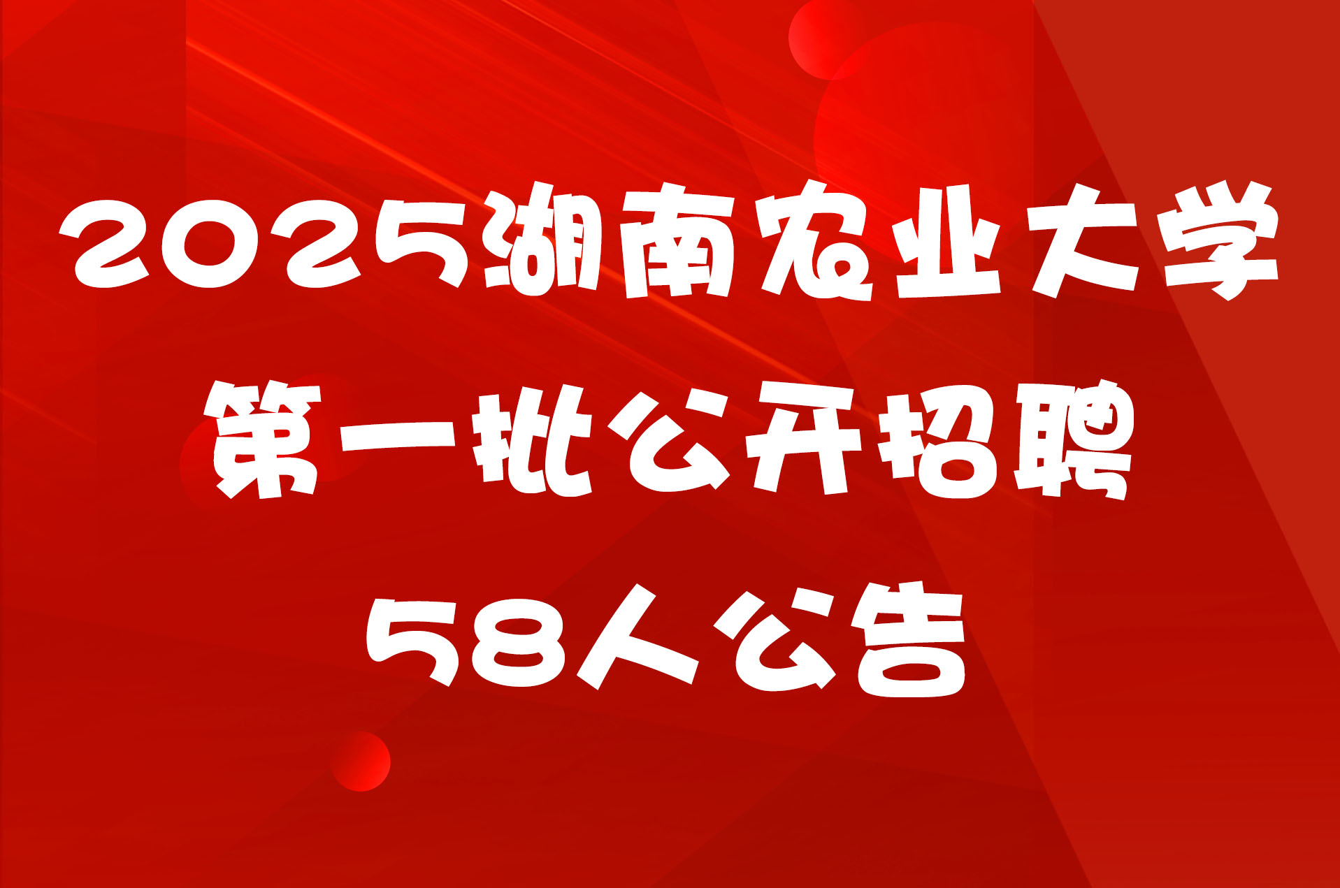 2025湖南农业大学第一批公开招聘58人公告