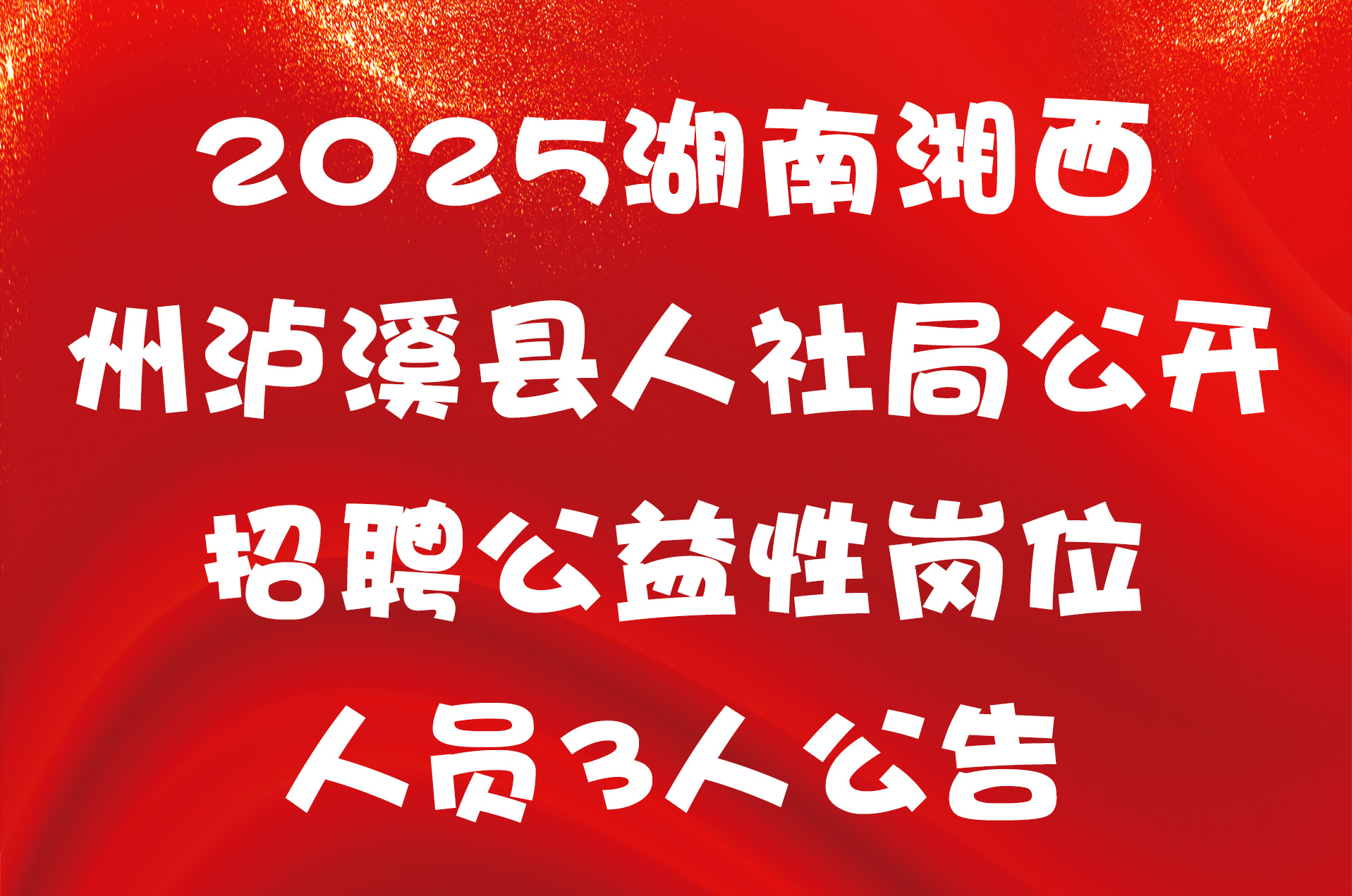 2025湖南湘西州泸溪县人社局公开招聘公益性岗位人员3人公告