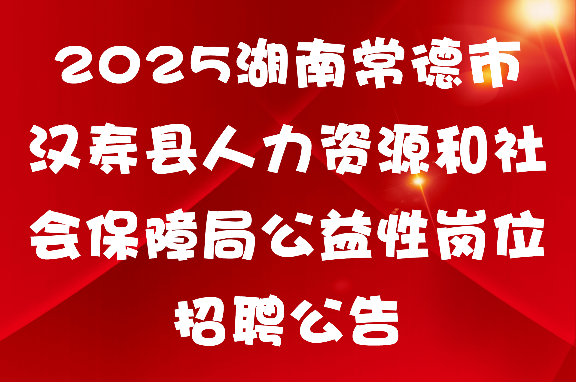 2025湖南常德市汉寿县人力资源和社会保障局公益性岗位招聘公告