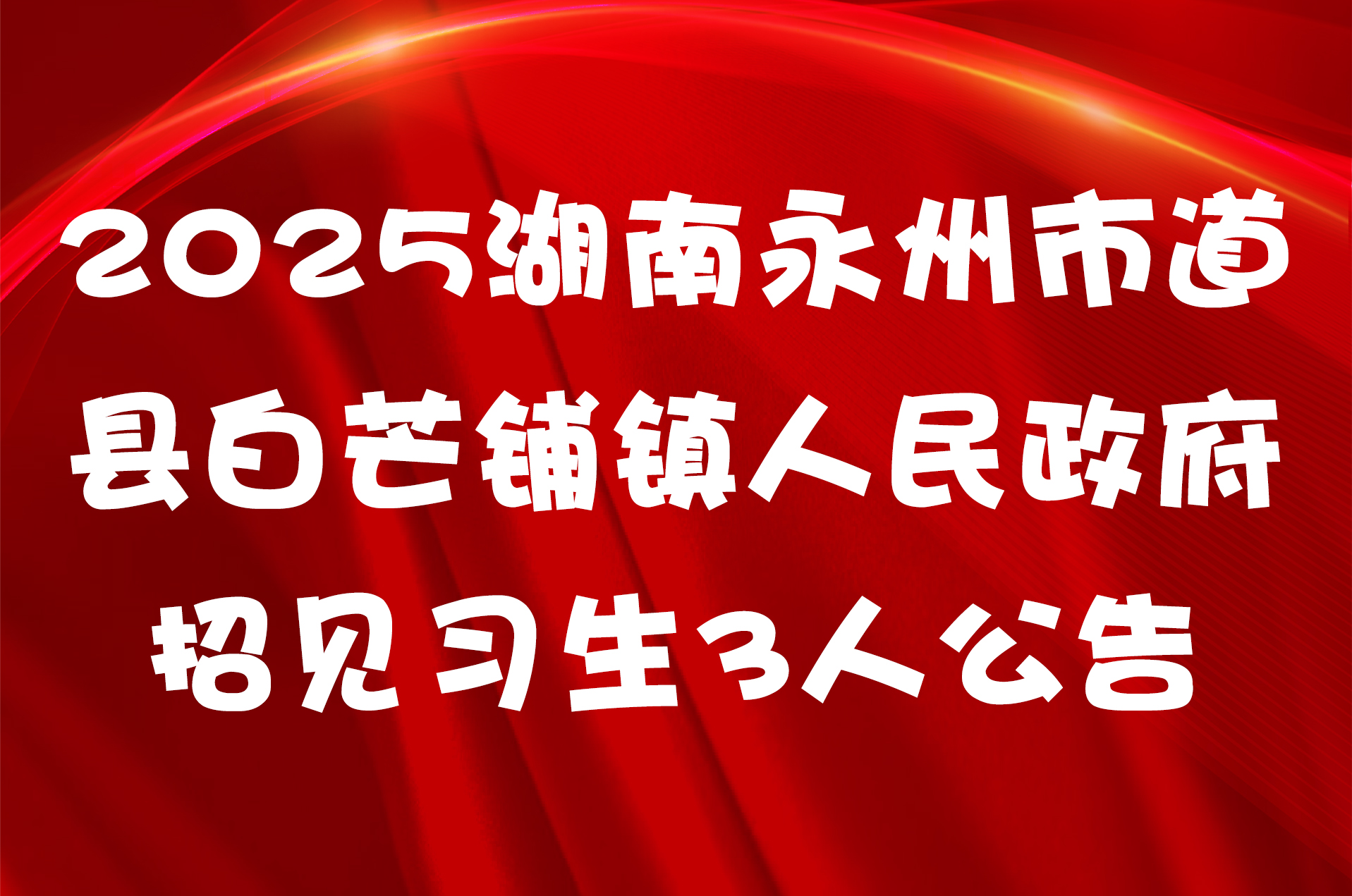 2025湖南永州市道县白芒铺镇人民政府招见习生3人公告