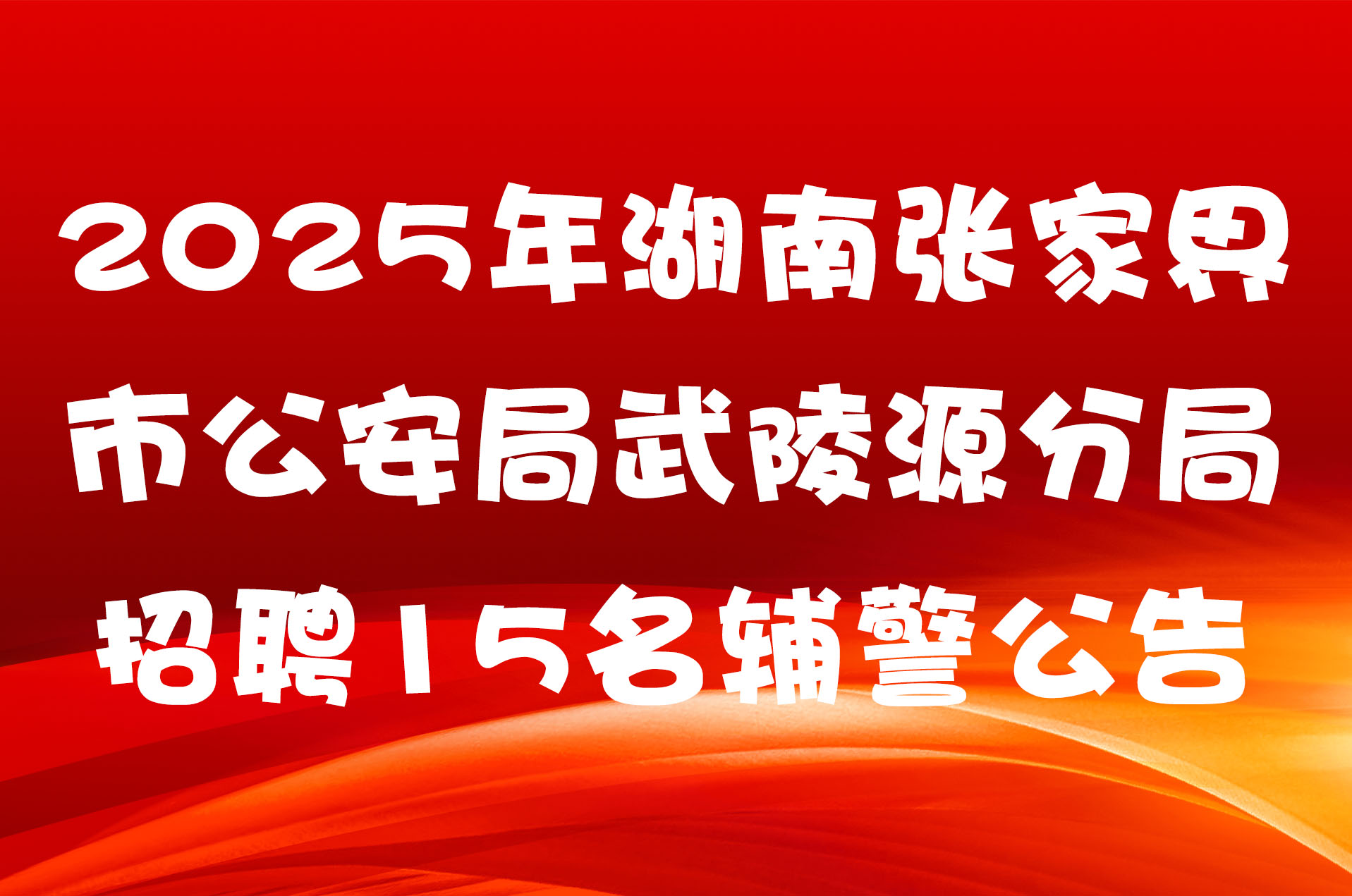 2025年湖南张家界市公安局武陵源分局招聘15名辅警公告
