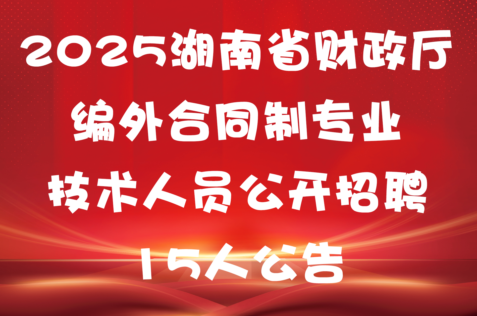 2025湖南省财政厅编外合同制专业技术人员公开招聘15人公告