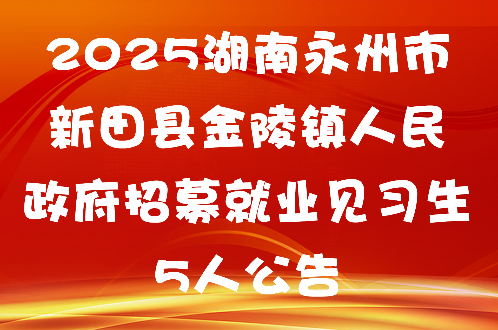 2025湖南永州市新田县金陵镇人民政府招募就业见习生5人公告