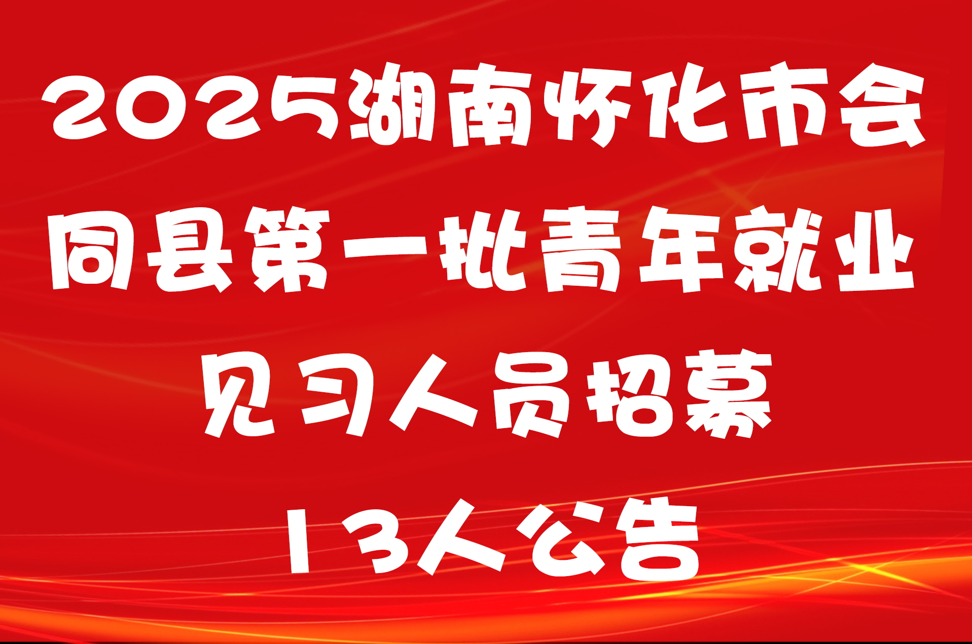 2025湖南怀化市会同县第一批青年就业见习人员招募13人公告