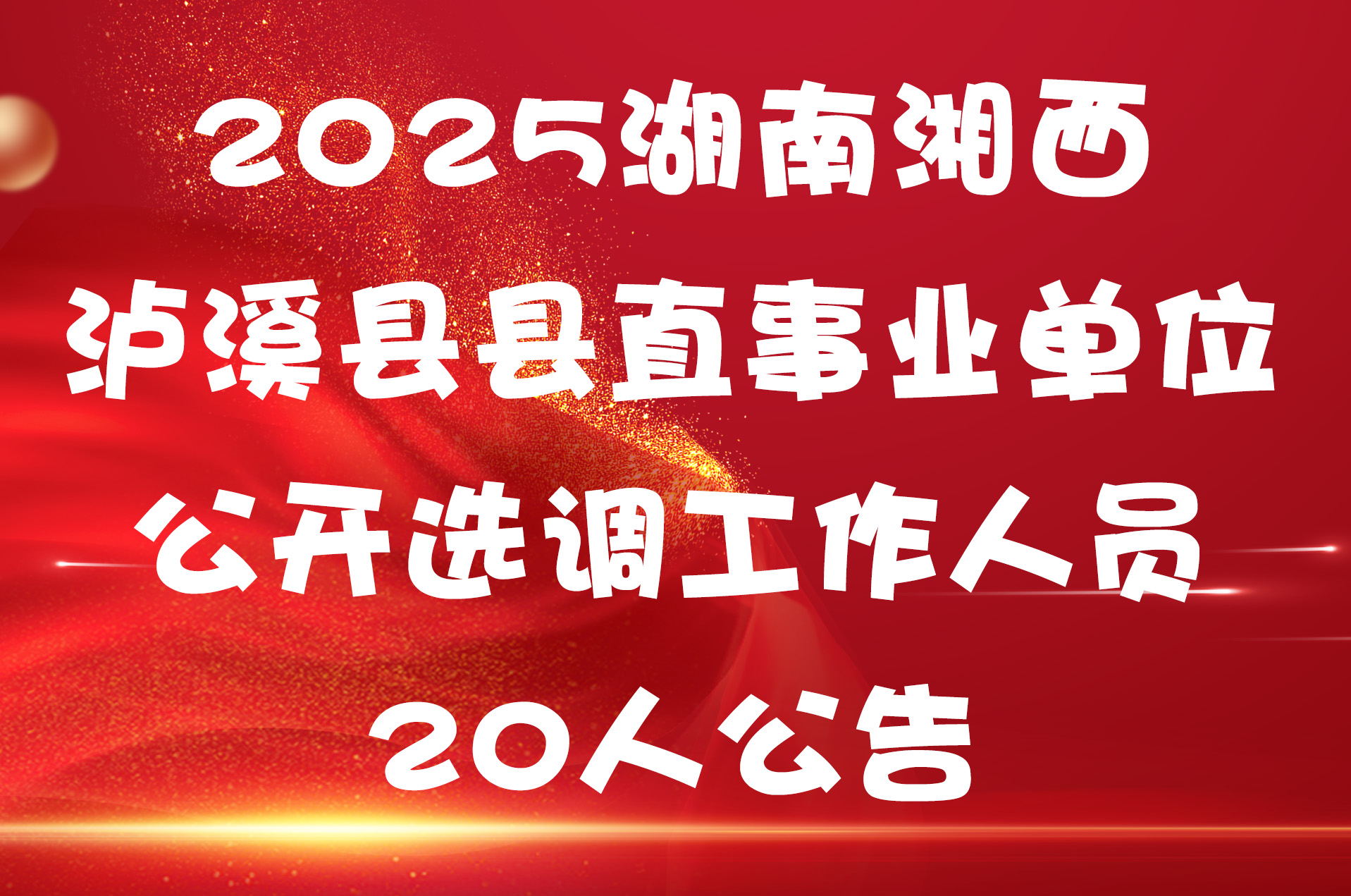 2025湖南湘西泸溪县县直事业单位公开选调工作人员20人公告
