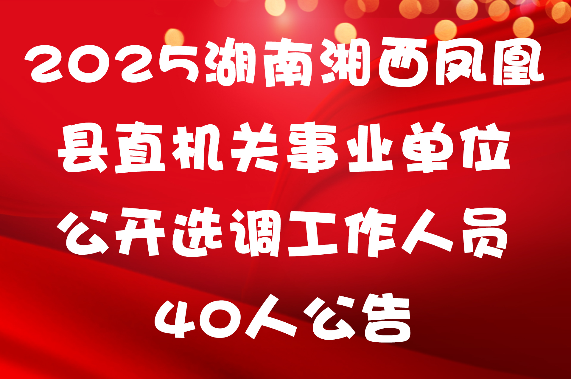 2025湖南湘西凤凰县直机关事业单位公开选调工作人员40人公告