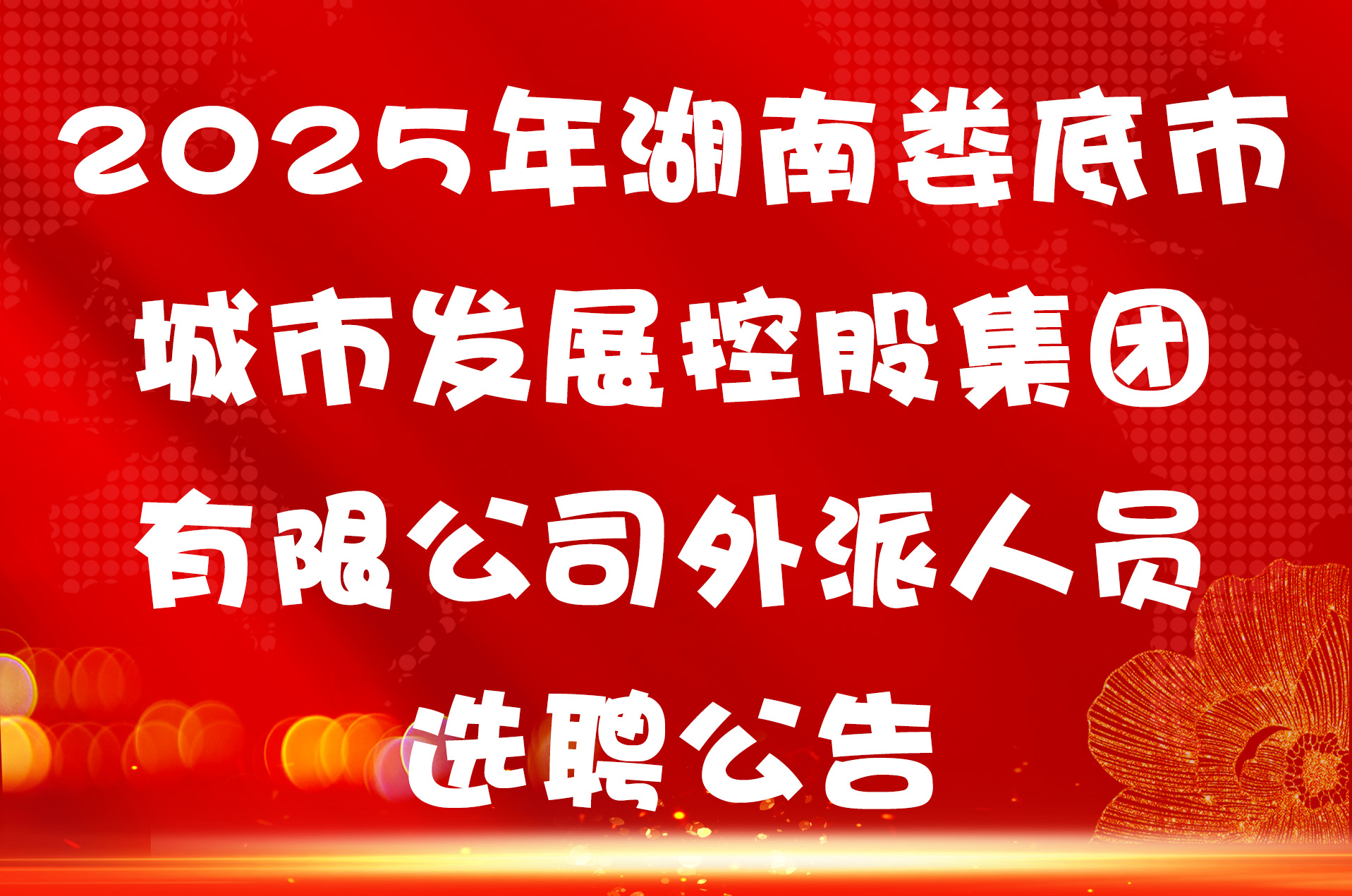 2025年湖南娄底市城市发展控股集团有限公司外派人员选聘公告