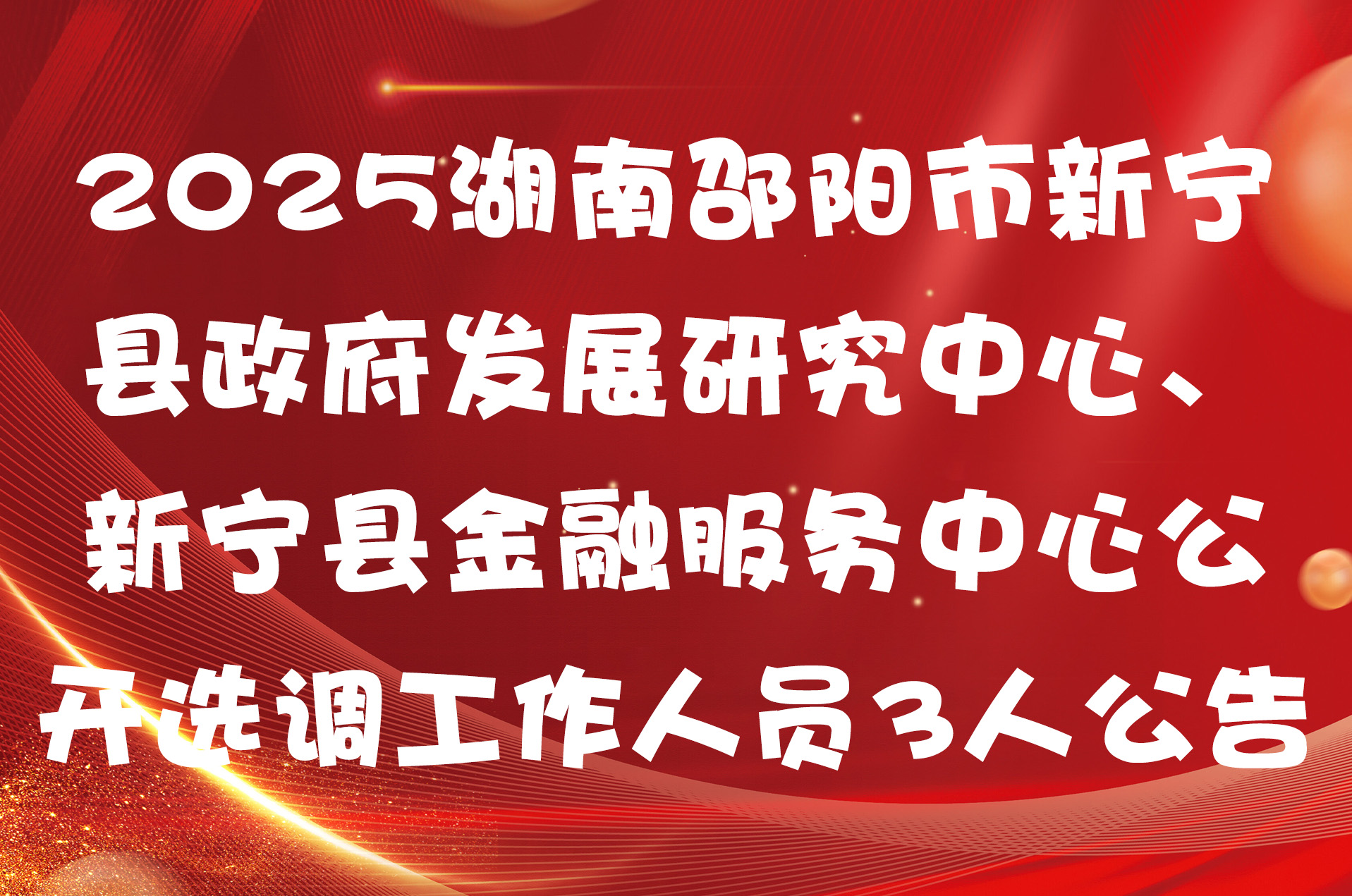 2025湖南邵阳市新宁县政府发展研究中心、新宁县金融服务中心公开选调工作人员3人公告