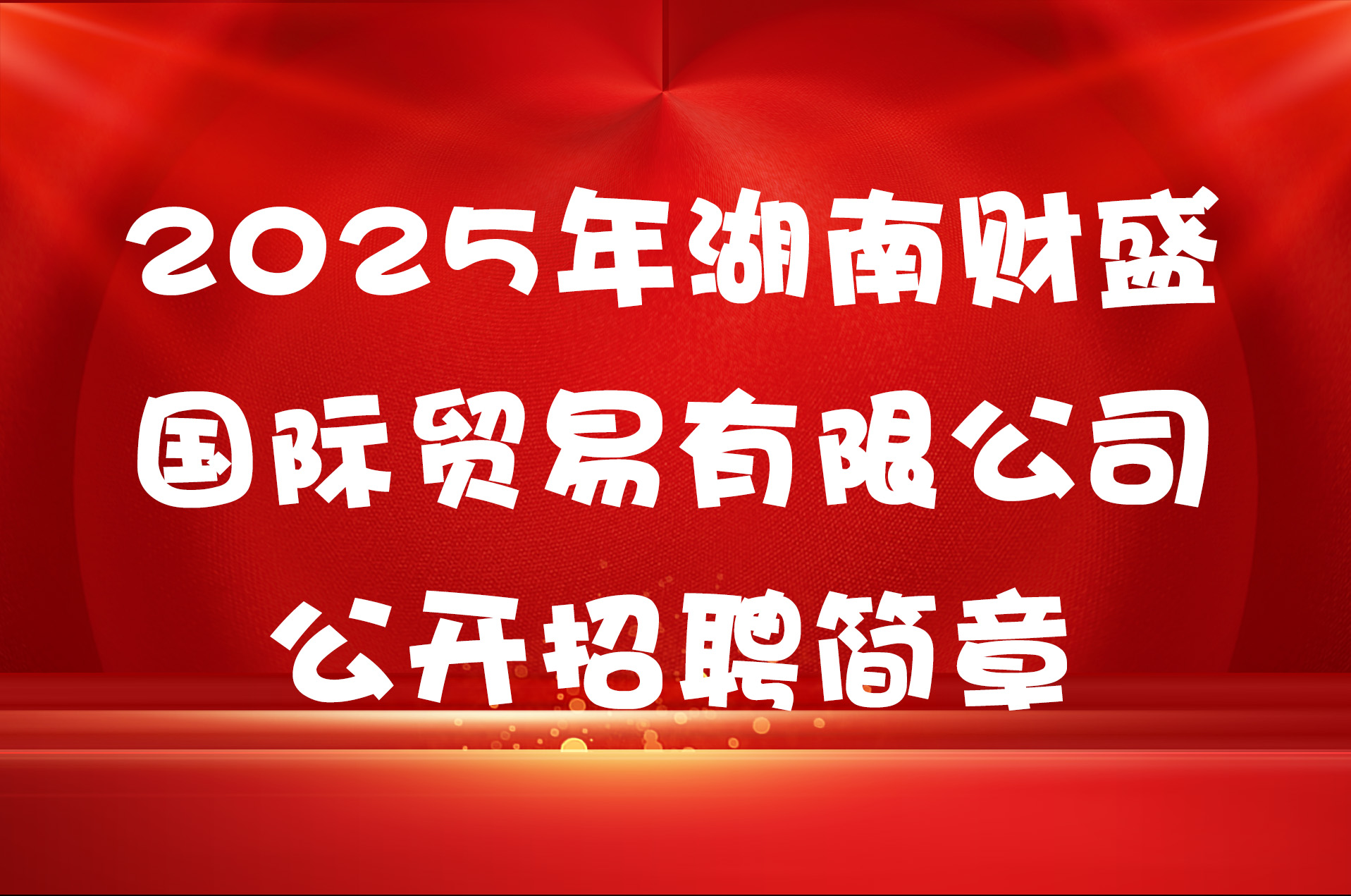 2025年湖南财盛国际贸易有限公司公开招聘简章