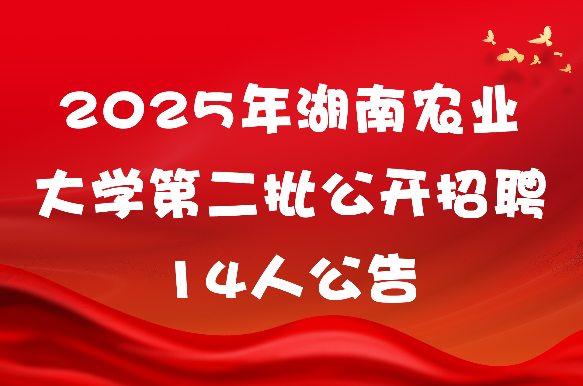 2025年湖南农业大学第二批公开招聘14人公告